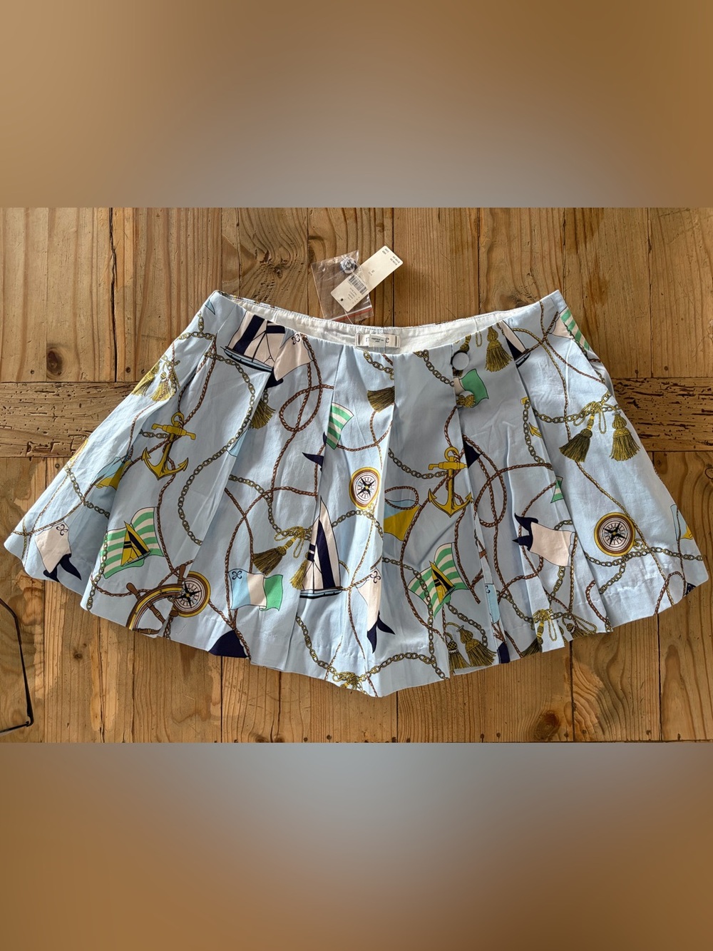Maeve Kiki Nautical Print Pleated Skort